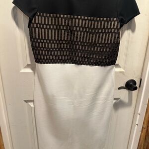 St. John Black and White Midi Dress